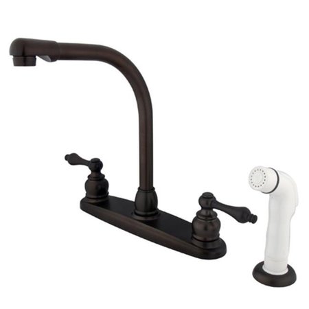 BLUEPRINTS High Arch Kitchen Faucet With White Sprayer - Oil Rubbed Bronze Finish BL347908